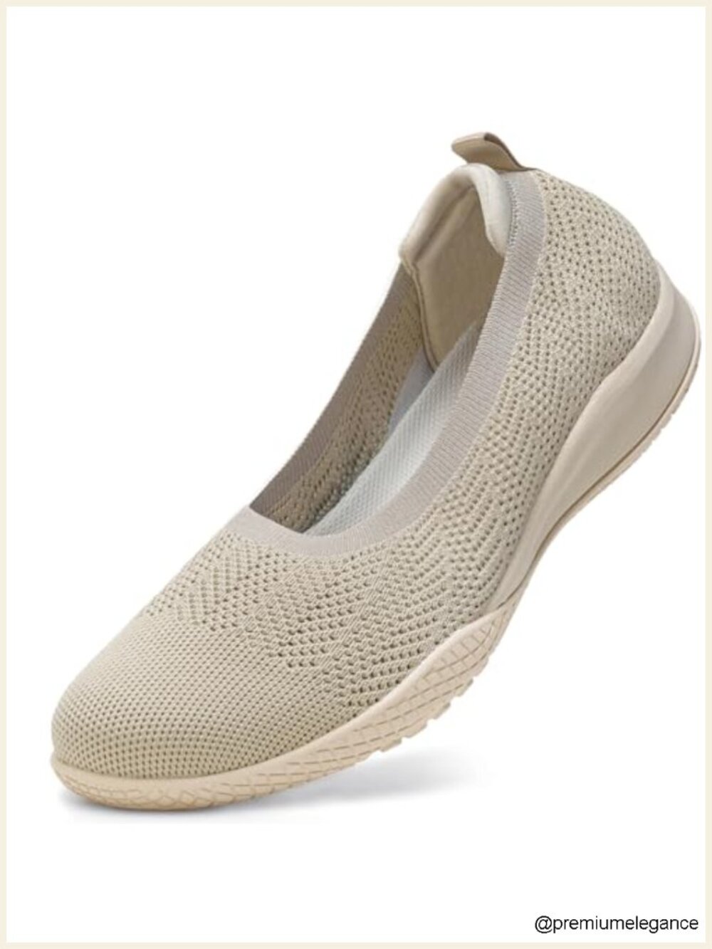 Women's Slip On Walking Shoes Knit Low Wedge Dressy Ballet Flats Comfortable